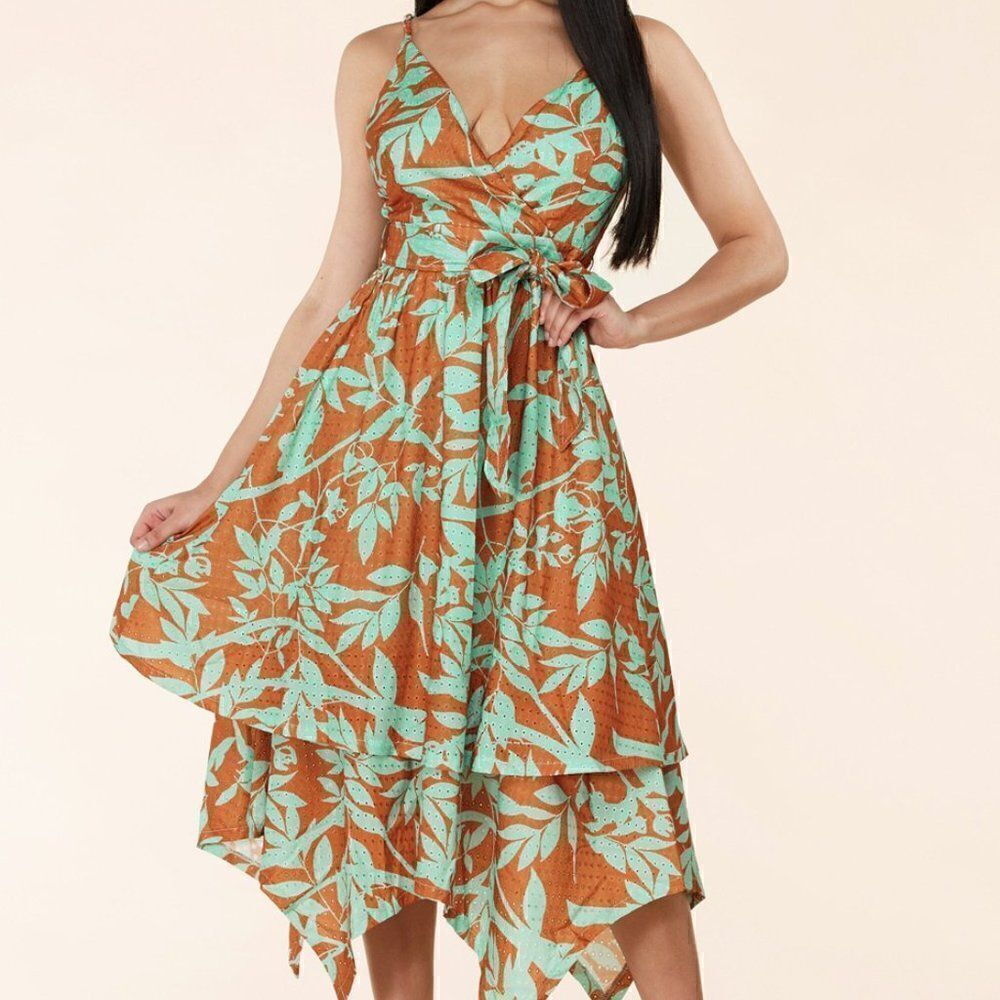 L'atise by Amy Handkerchief Hem Midi Dress - Floral Eyelet - Picture 5 of 11